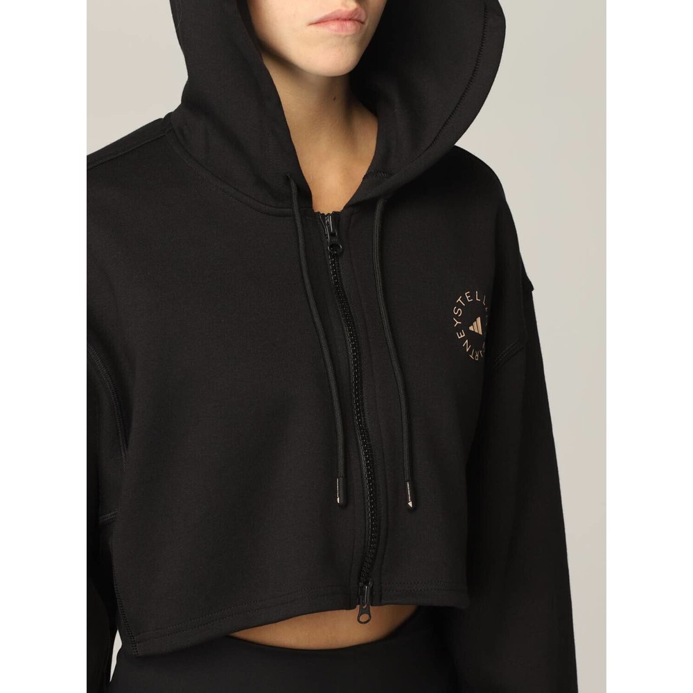 Adidas x Stella McCartney SC Cropped Full Zip Hoodie Black Women's Size Medium - Picture 4 of 12